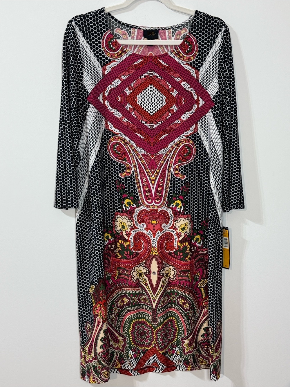 I Le Black & Reds Printed Womens Sheath Dress in Size 12